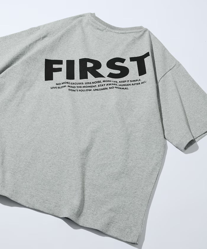 6 Ounce Front Logo Print Crew Neck T-Shirt / Back Print T-Shirt PRINT FRESH FIRST - Gray
