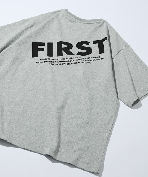 6 Ounce Front Logo Print Crew Neck T-Shirt / Back Print T-Shirt PRINT FRESH FIRST - Gray