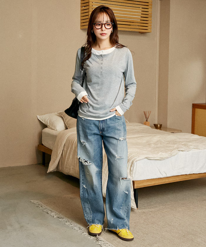 Henry Neck Layered Long Sleeve T Limited Edition