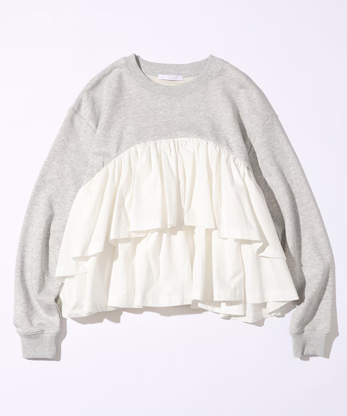 Organic Cotton Docking Frill Sweat / Relaxed Fit / Backed Sweat