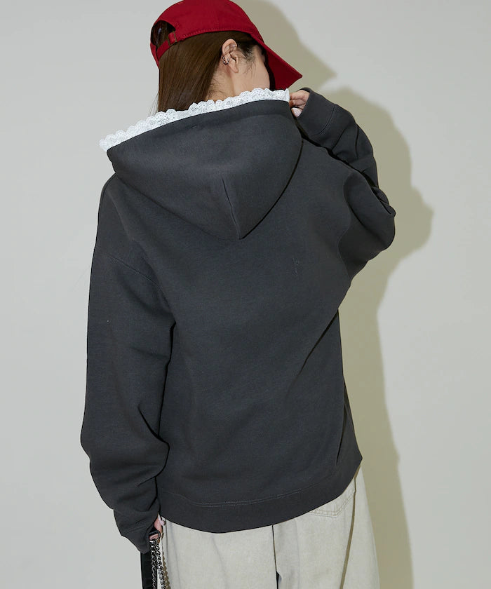 Hoodie with lace and brushed lining - Limited Release