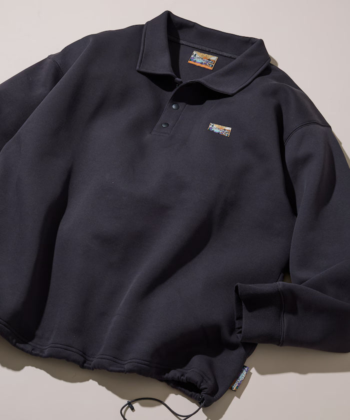 Big Silhouette Spindle Cardboard One Point Logo Polo Color Sweat - Charcoal Gray