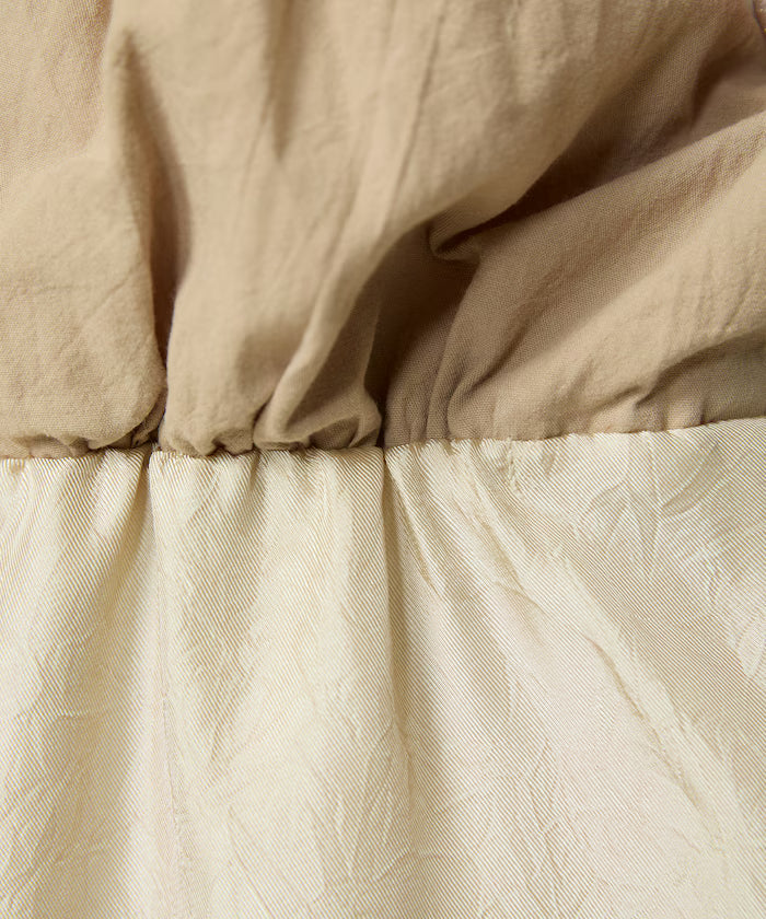 Mixed Material Shirring Satin Dress Limited Release