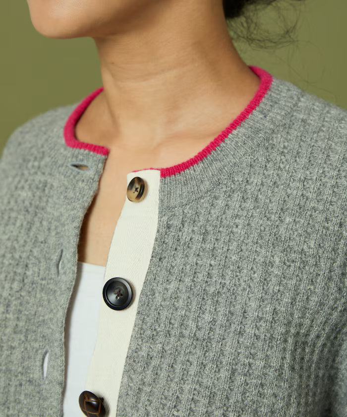 Short Length Color-block Knit Cardigan