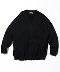 Silk Cotton Long Sleeve Cardigan - Black