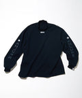 Heavy weight Jersey Mock Neck L/S Print Tee - Navy