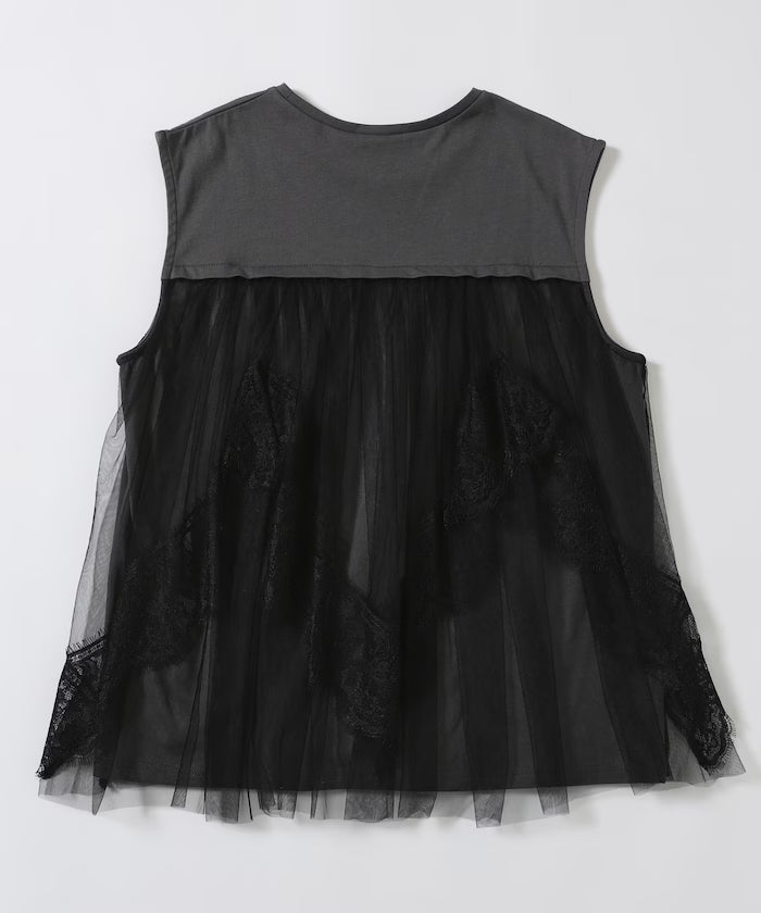 Organic Cotton Tulle Lace Docking Top