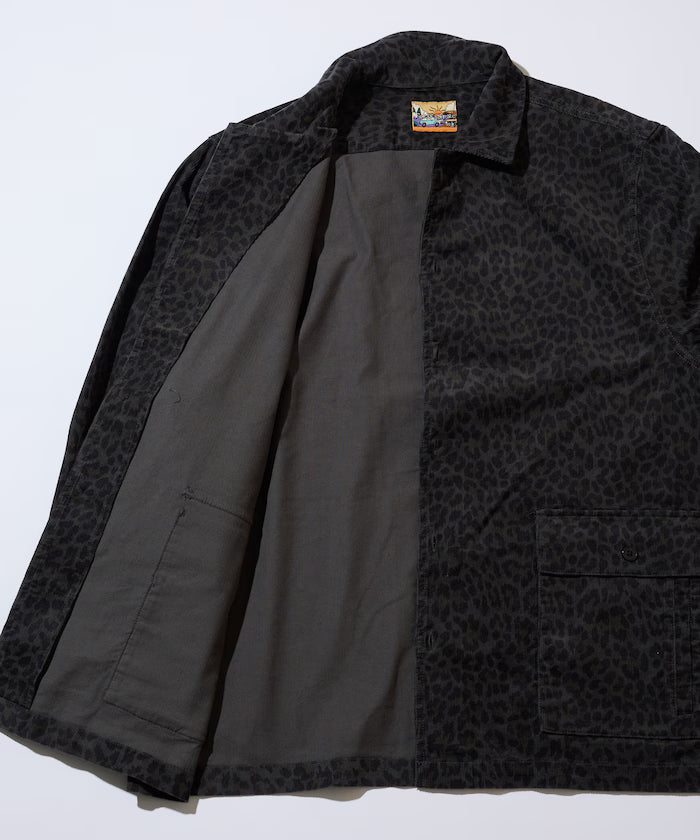 All-over print light corduroy shirt jacket [compatible with set-up]