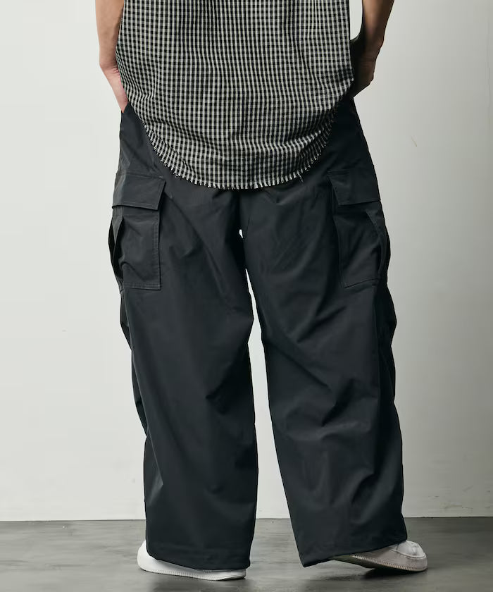 Quick Dry Fabric Wide Silhouette Poly Ripstop Cargo Pants/UV Cut/Quick Dry 【Limited Release】
