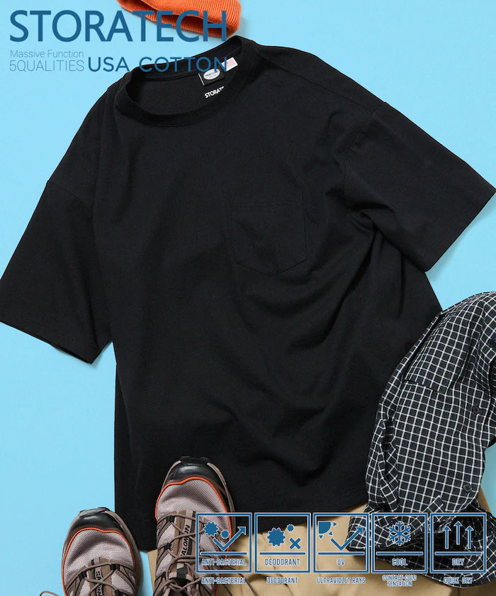 STORATECH Big Silhouette Pocket T-shirt/Antibacterial/Odor-resistant/Antimicrobial/UV Cut/Contact Cooling/Quick Drying 【Limited Edition】
