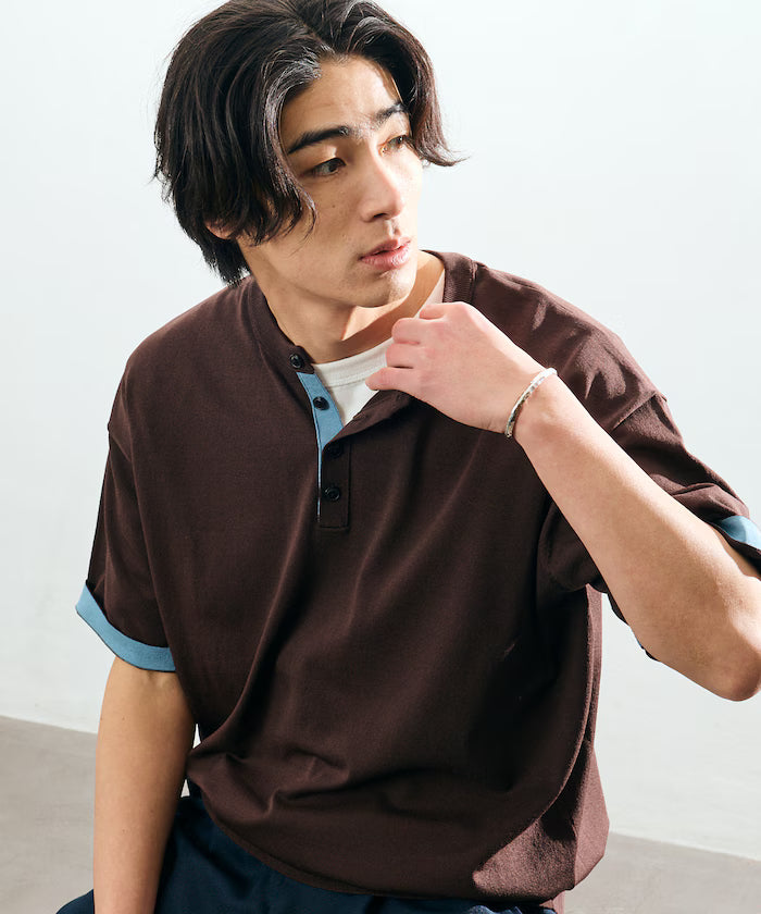Relax Fit Relax Fit Cool Touch Color Block Henry Neck Pullover 【Limited Edition】