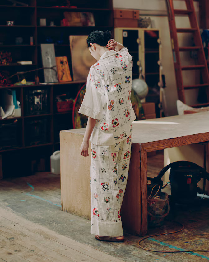Patchwork Flower Embroidery Shirt