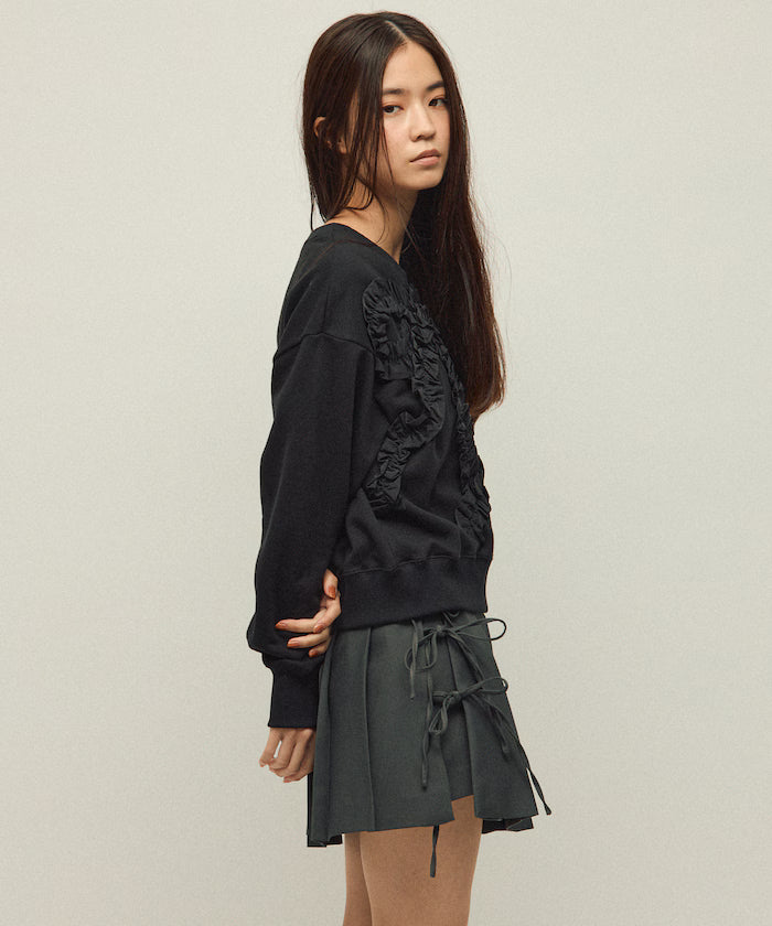 Organic Cotton Gather Ribbon Sweat / Relaxed Fit / French Terry Sweat