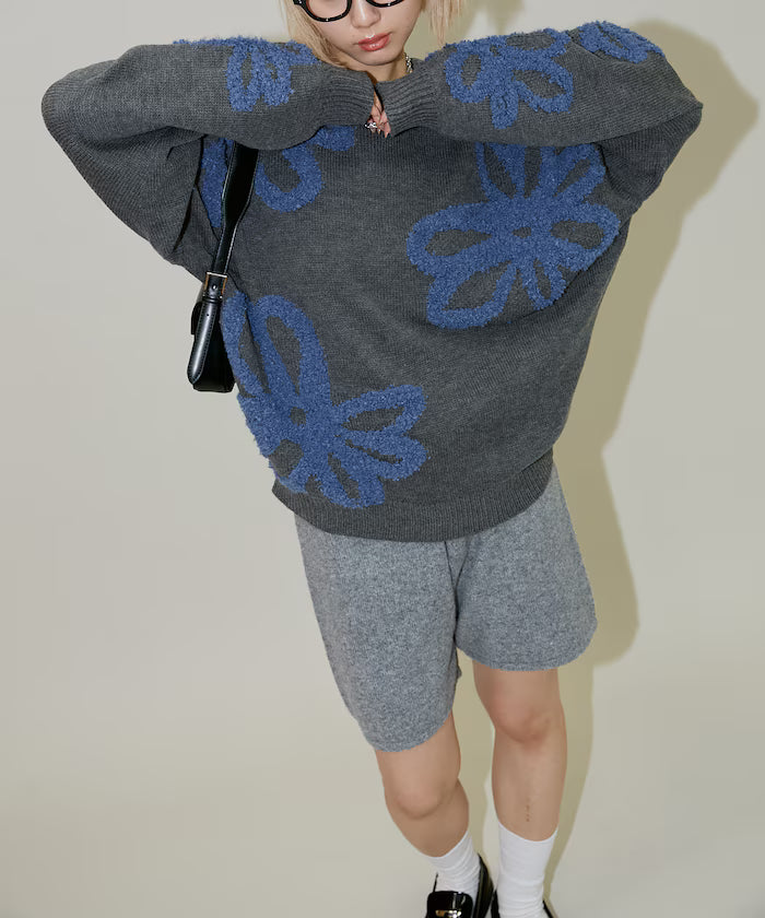 Boucle Flower Pattern Pullover Knit [Limited Edition]