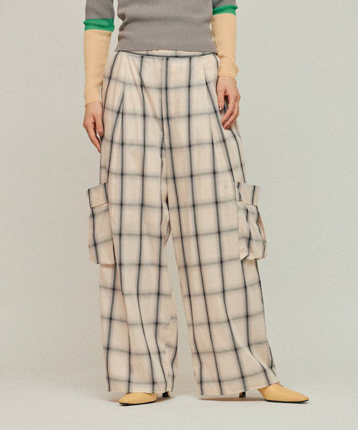 Ombre Check Easy Pants / Patch Pocket Wide Easy Pants