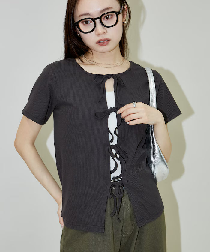 Light Waffle 2WAY Ribbon Cardigan Limited Edition