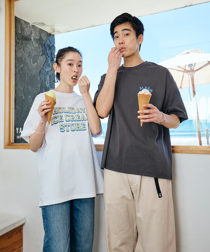 HOLIDAY ICECREAM×FREAK'S STORE Collaboration Big Silhouette Back Print Crew Neck T-Shirt [Limited Edition]