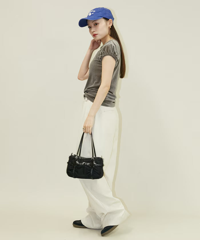 Puff Sleeve Sheer Flocked T-Shirt Limited Edition