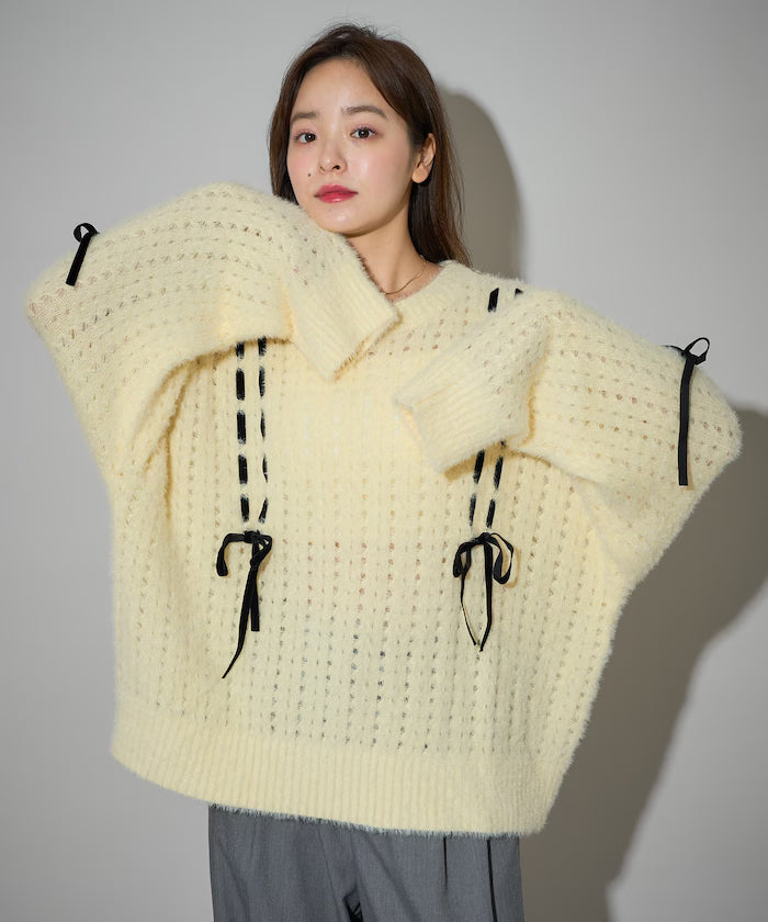 Velvet Ribbon Woven Feather Knit Limited Edition