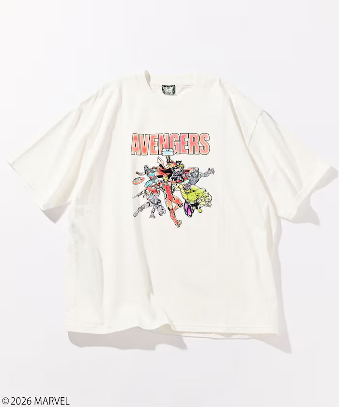 MARVEL/Marvel Avengers Crew Neck T-Shirt / Electrostatic Flock Processing