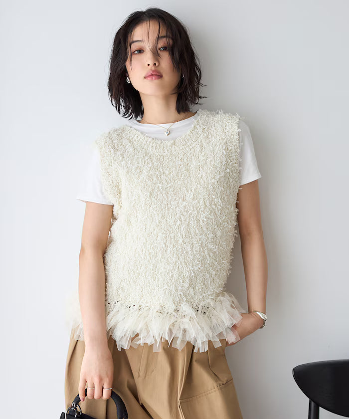 2WAY Fringe Hem Knit Vest