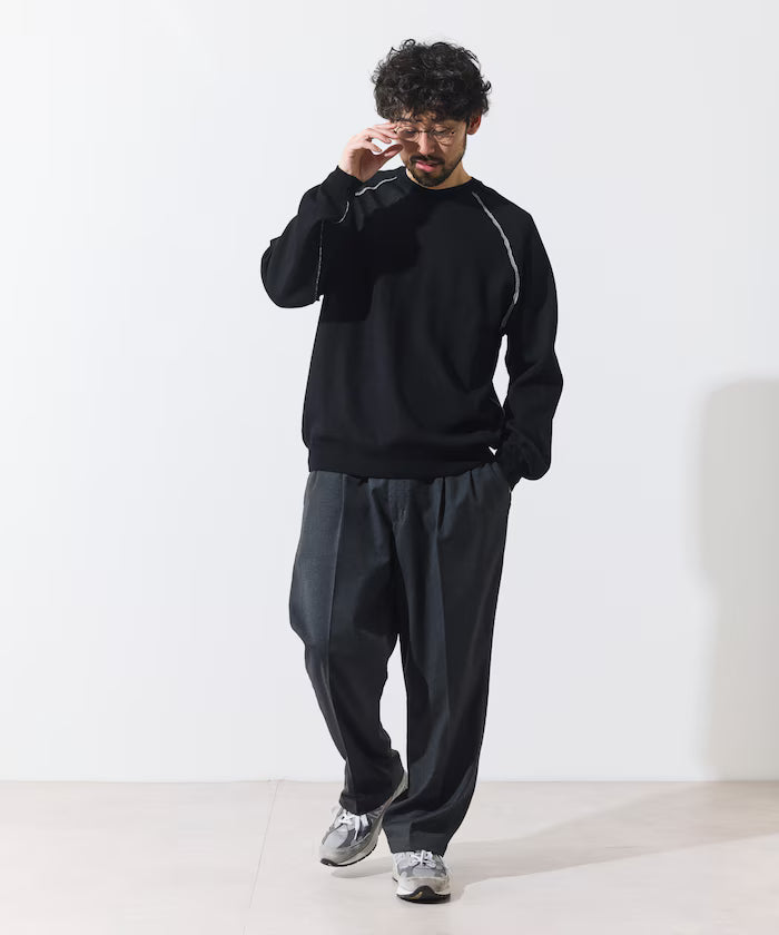 Cool Touch W Face Color Block Crew Neck Knit