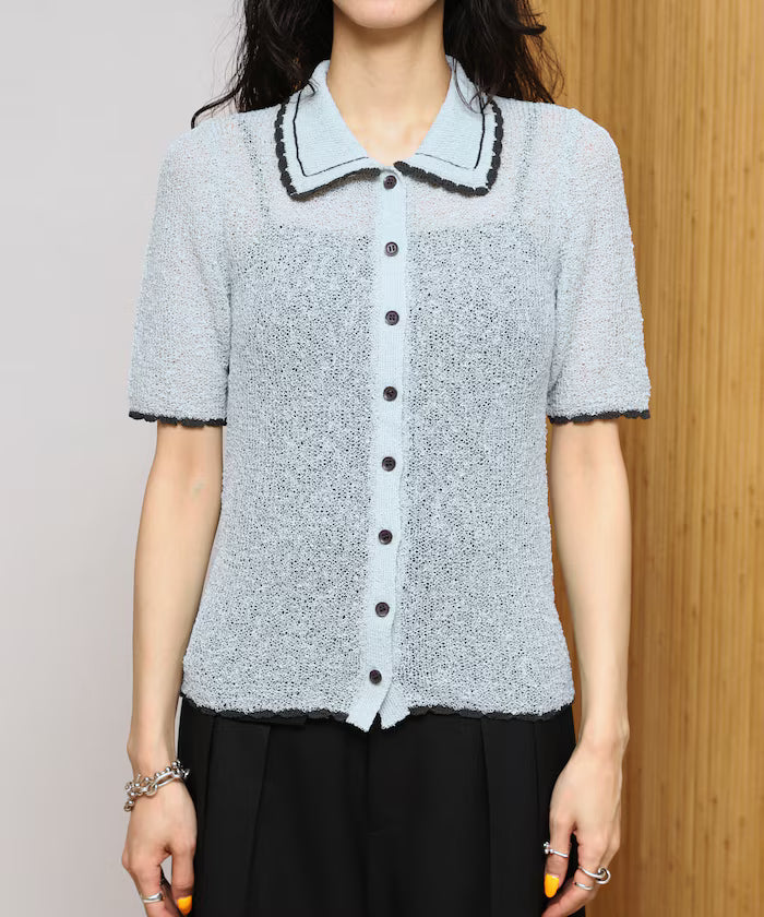 Color Embroidered Polo Collar Cardigan [Limited Edition]