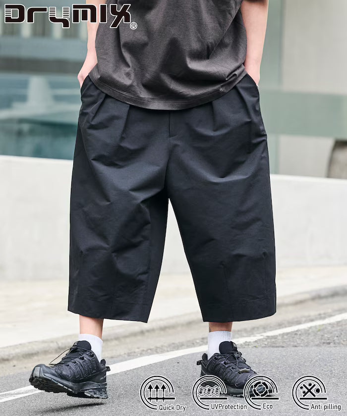 Limited Release Drymix(R) Dry Mix Wide Silhouette Tuck Three Quarter Pants Quick Dry UV Cut - Black