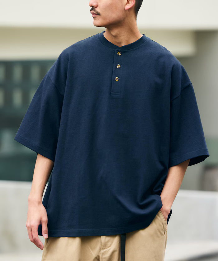 9 oz Heavyweight Big Silhouette Henley Neck T-Shirt/Heavyweight 【Limited Edition】 - Navy