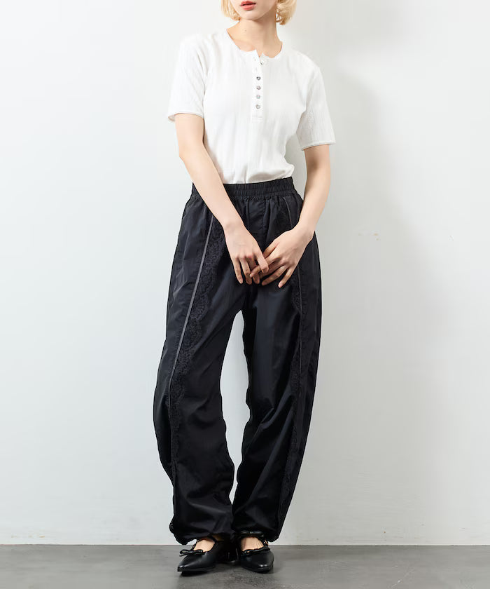 Nylon Lace Easy Wide Pants