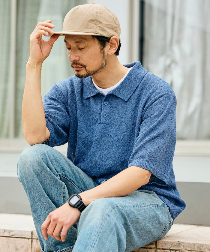 Dry Touch Boucle Yarn Knit Polo Shirt