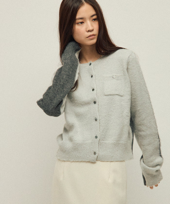 Alpaca Blend Bicolor Knit Cardigan