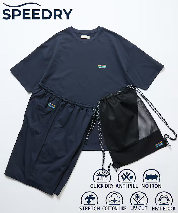 SPEEDRY Set with Bag Stretch Setup/T-Shirt/Shorts/3 in 1 /Rash Guard/Quick Dry/UV Cut/Heat Shield 【Limited Edition】