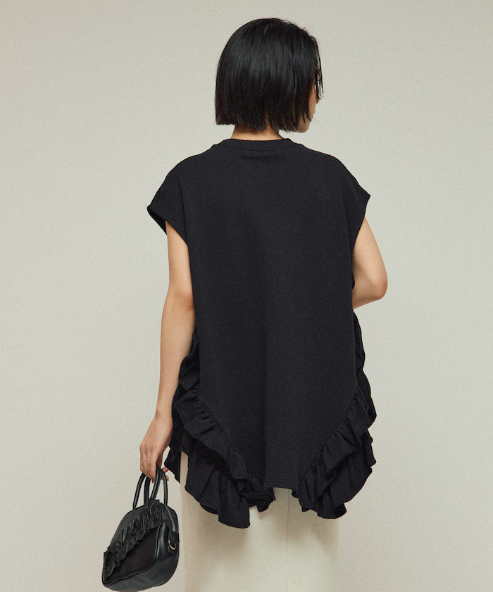 Organic Cotton Frill Hem Top / Relaxed Fit / French Terry Sweat / Best