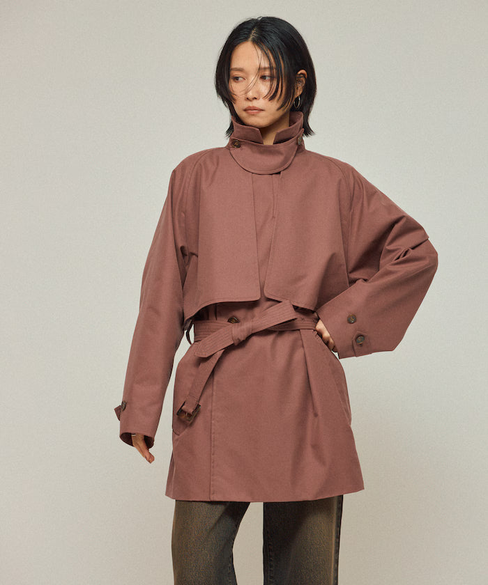 Mid-length T/C Chambray Trench Coat - pink