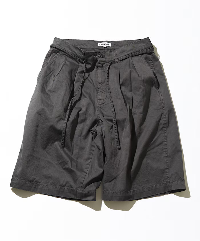 Extra Long Staple Organic Cotton 2 Tuck Chino Shorts - Charcoal Gray