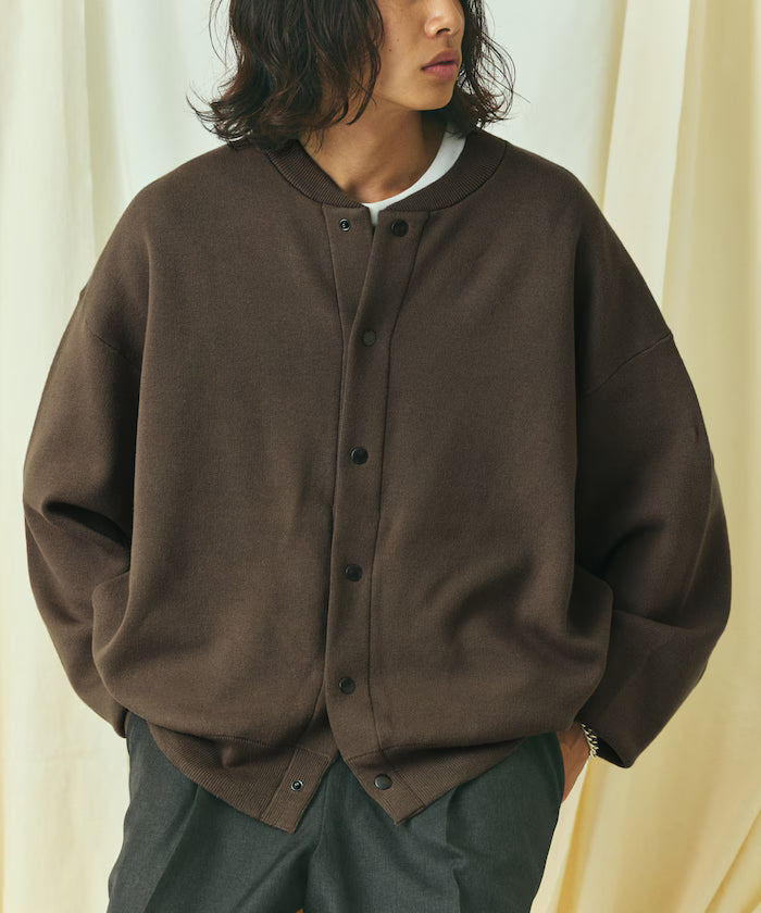Relax Fit Relax Fit Sweat-like Knit Crew Neck Snap Cardigan [Limited Edition]