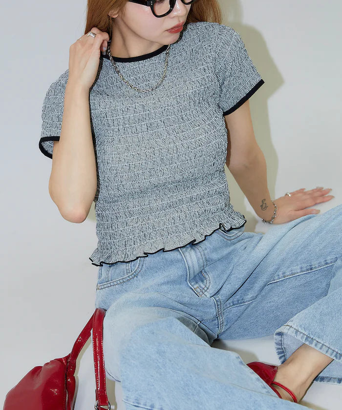 Shearing Design Check Pullover Shirt - Black