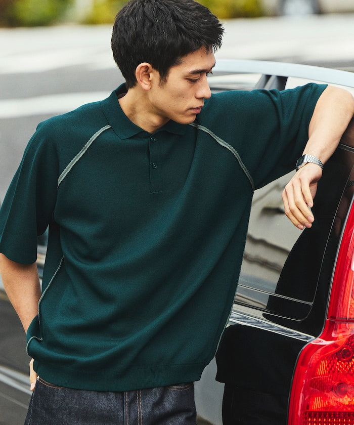 COOL TOUCH Double Face Color Polo Neck Knit Pullover Contact Cooling
