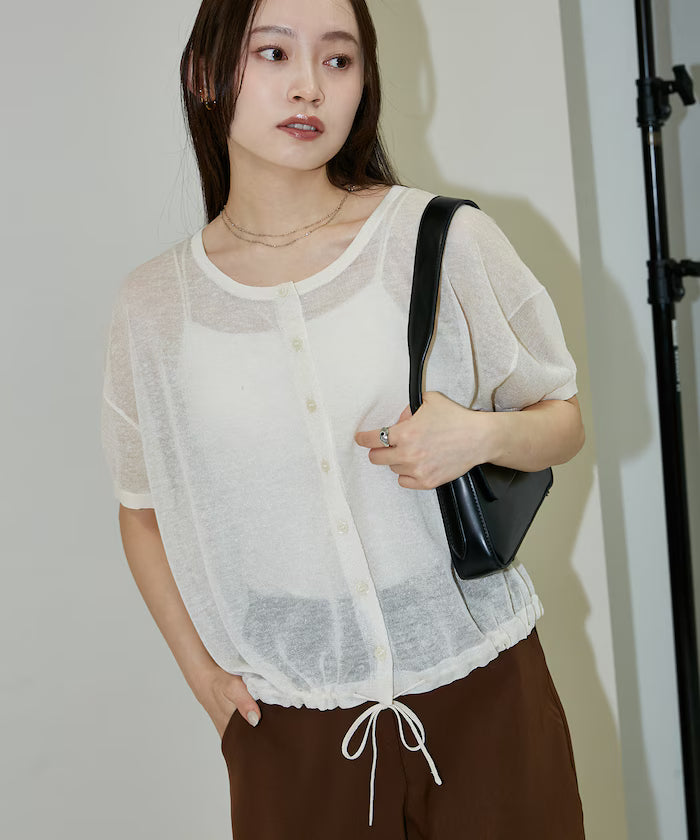 Washable Linen Hem Cord Summer Knit Cardigan Limited Edition