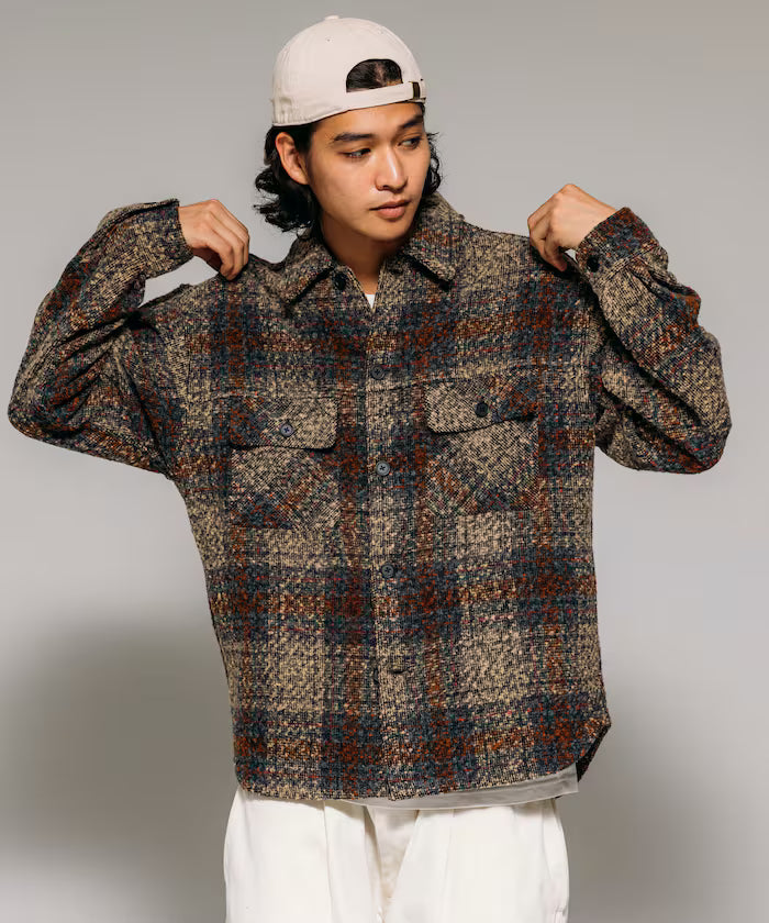 Poly Tweed CPO Check Shirt Jacket