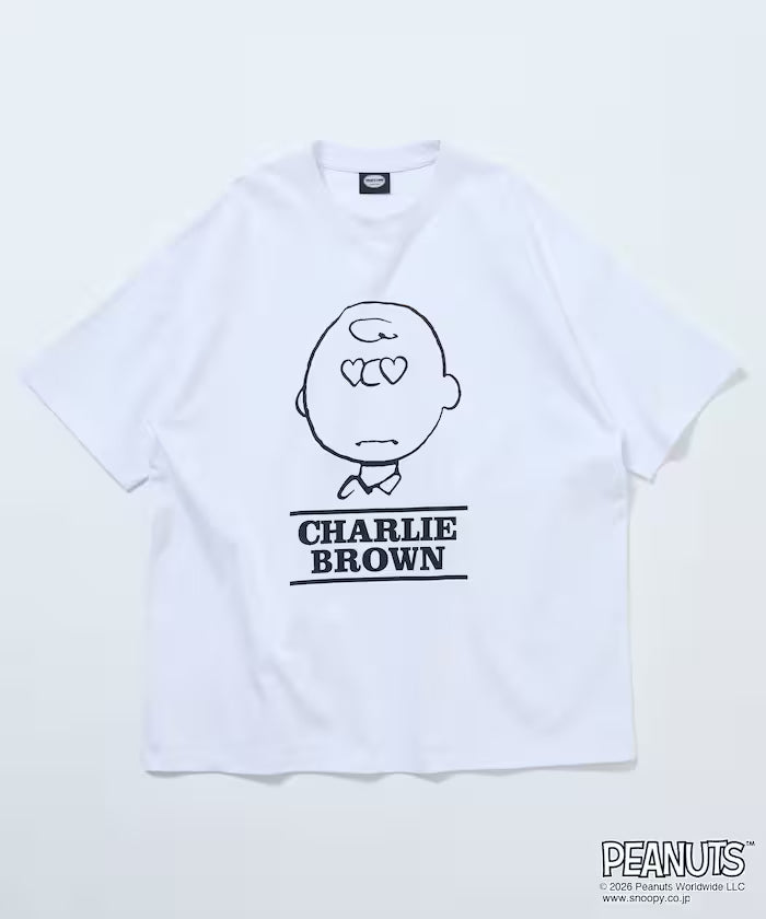 PEANUTS/Peanuts Custom Big Silhouette Crew Neck T-Shirt/Charlie Brown/Heart Eye [Limited Edition]