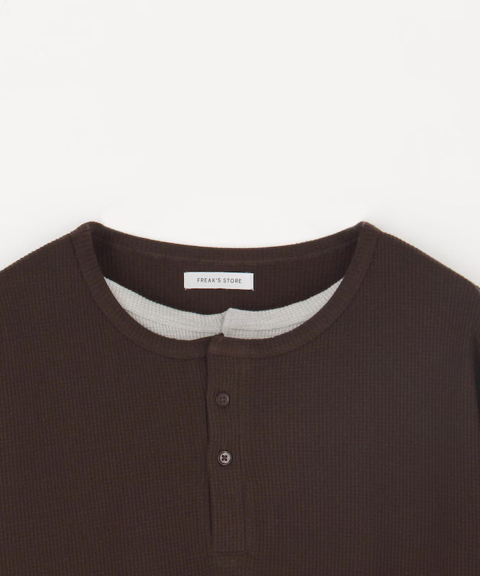 Waffle Fake Layered Henry Neck T-Shirt