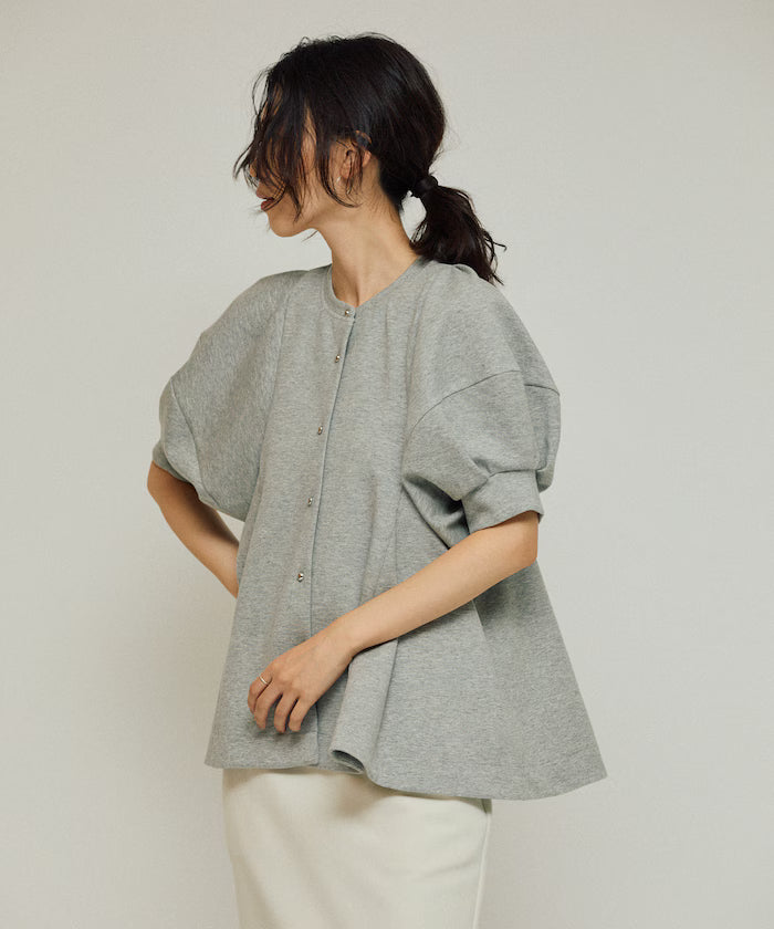 Cardigan with Peplum and Puff Sleeves