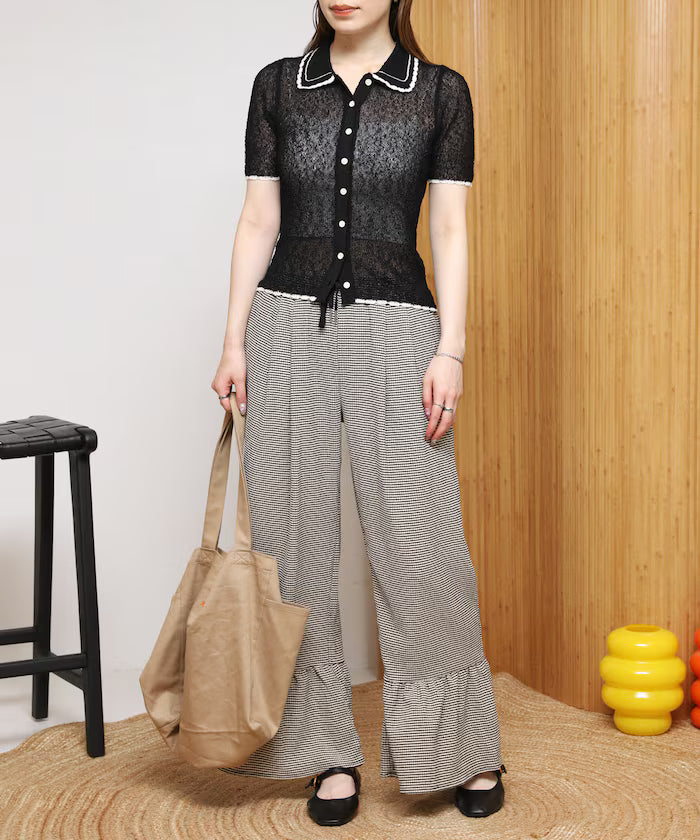Color Embroidered Polo Collar Cardigan [Limited Edition]