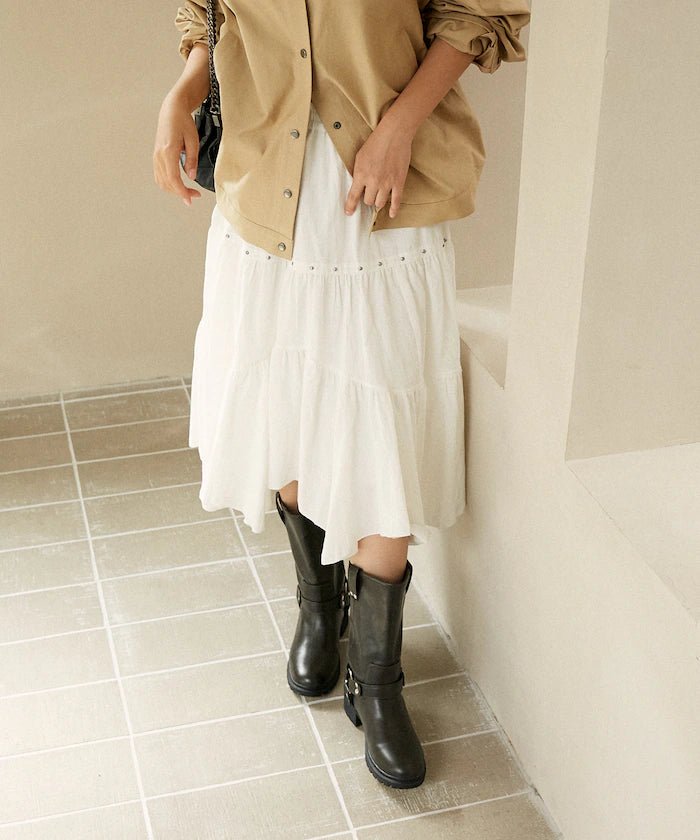 Studded Asymmetrical Tiered Skirt Limited Edition