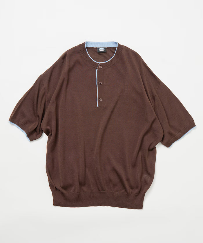Limited Edition Relaxed Fit Color Block Henley Neck Knit