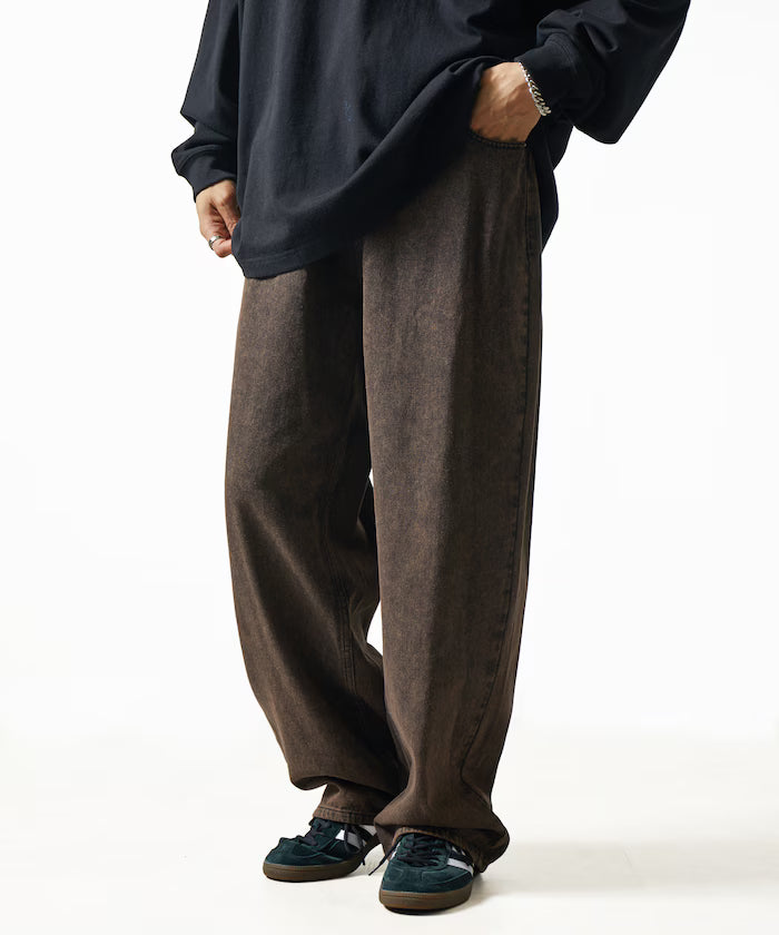 Wide Straight Denim Pants [Limited Edition] - Brown