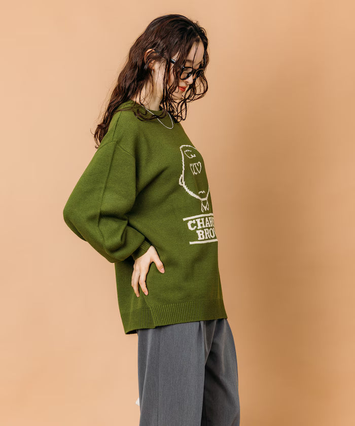 PEANUTS/Peanuts Exclusive Relaxed Fit Jacquard Crewneck Knit / Charlie Brown [Limited Edition]