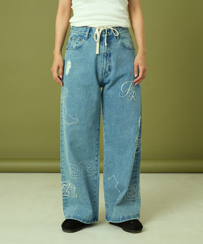 Chain Stitch Wide Denim